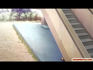 エロアニメ 女子生徒 フェラチオ と ウェットプッシー 突っつい ハード