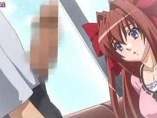 Tóc đỏ hentai cutie freting thân cây