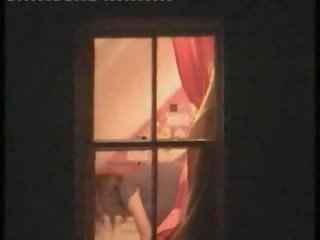 Мила модель спіймана оголена в її кімната по a вікно пікер