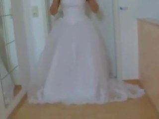 נערה ב שלה חתונה שמלה מזוין קשה