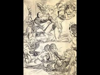 Amazons heersen gemengd worstelen lesbisch worstelen kunst comics