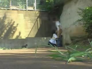 Schoolgirl having sex in the park