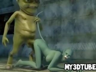 3D Cartoon Cat Babe Getting Fucked Hard By An Alien