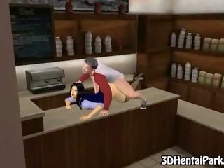 Tasty 3D cartoon barista getting fucked at work