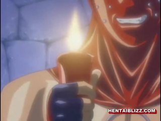 Encadenada enfermizo de pecho hentai azotado y su coño burned con vela cera