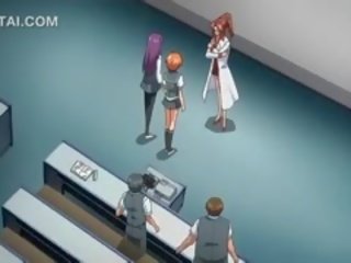 Anime školské sex s príťažlivé učiteľka získavanie pička fucked