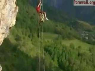 Acrobatic Couple Fuck Over The Cliff Drop