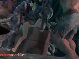 Lara torp körd hård av gigantisk dicks grav raider