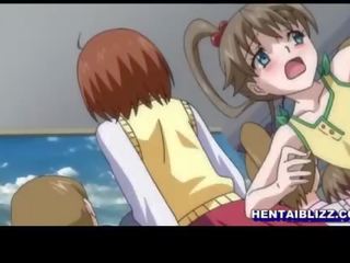 Cute hentai gangbanged in the puclic area