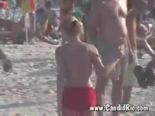 2 topless european babes hooking at copacabana beach